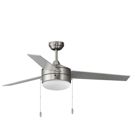 Maxim Lighting Trio 52'' 3-Blade Fan w Pull Chain, Satin Nickel/Black 89906FTSNBK